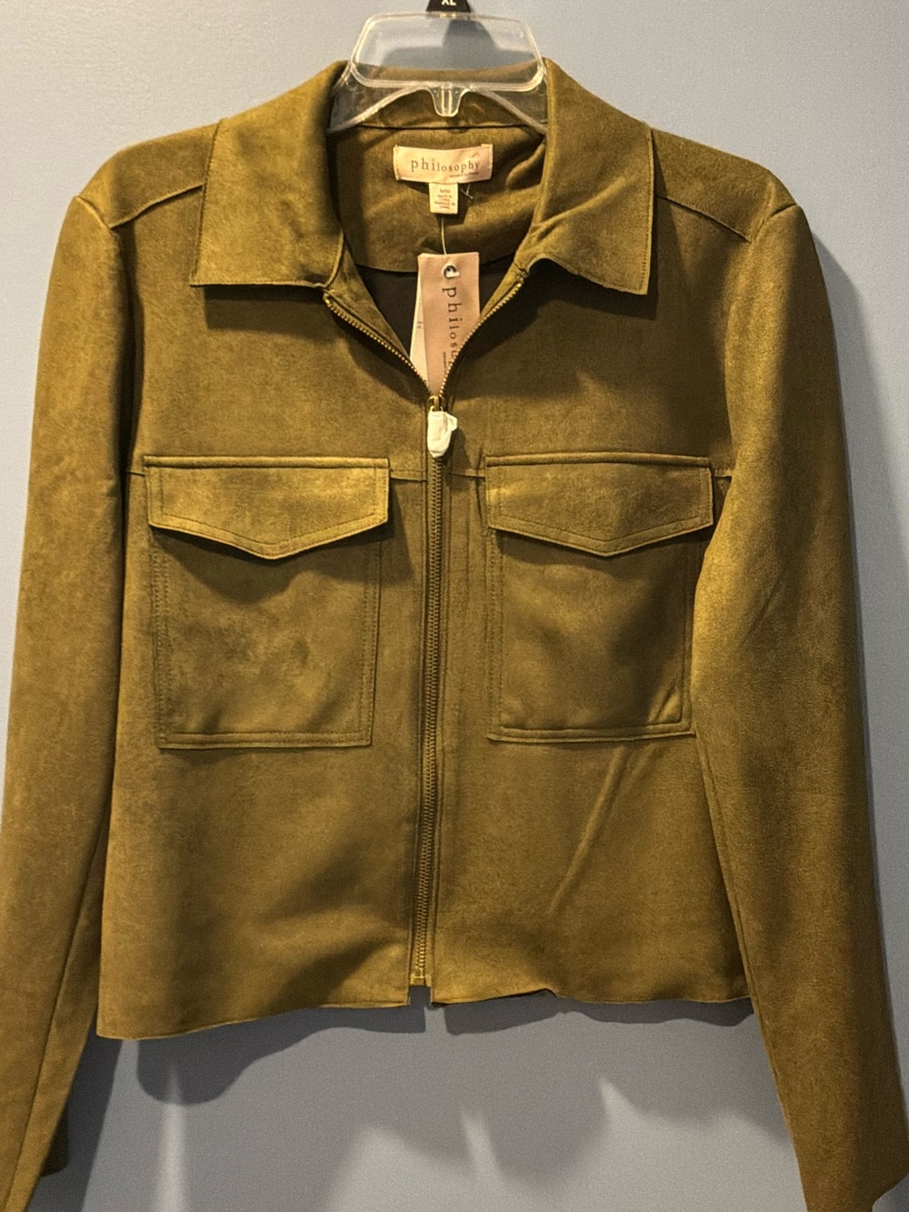 Philosophy Suede Zip-Front Utility Jacket